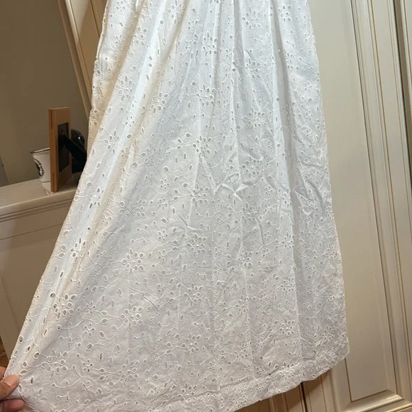 J Crew white eyelet long puff sleeve dress- fully lined- size 00 - Picture 4 of 10